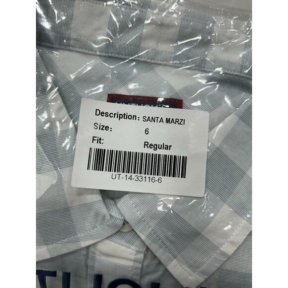 UNTUCKit Santa Marzi Shirt Womens Size 6 Blue Regular Fit Collar Button Down - Picture 5 of 8